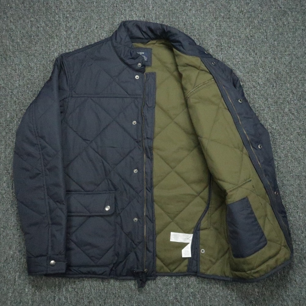 J Crew Jacket Mens Medium Blue Full Zip Snap Quilted Chore Barn Lined Insulated - Picture 3 of 9